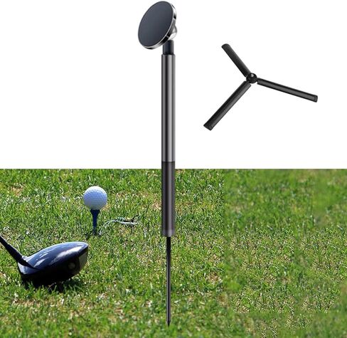 Golf Monopod Tripod Stake with Phone Holder Telescopic Rod Aluminum Mount Ground Spike for and Suitable for Golf TRAI, Black Ground Spike in Kuwait