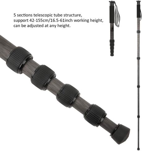 P285C Carbon Fiber Monopod, 5 - Section Portable Camera Monopod with Ball Head, 16.5–61 Inch Adjustable Height, Lightweight 510g for SLR and Mirrorless Cameras in Kuwait