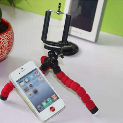 Mobile Phone Tripod Holder Portable Sponge, Red Foldable in Kuwait