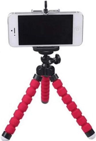 Mobile Phone Tripod Holder Portable Sponge, Red Foldable in Kuwait