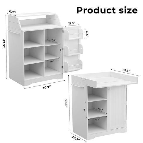 Baby Changing Table with Foldable Tabletop,White Storage Cabinet with Shelf | Modern Diaper Changing Station with Door Rack, Perfect for Bedroom & Nursery (Pad Not Included) in Kuwait