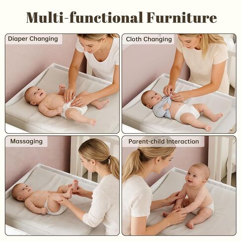 Baby Changing Table with Foldable Tabletop,White Storage Cabinet with Shelf | Modern Diaper Changing Station with Door Rack, Perfect for Bedroom & Nursery (Pad Not Included) in Kuwait