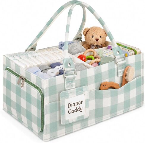FOMIYES Baby Diaper Caddy Organizer for Diapers and Newborn Essentials | Felt Material, Large Capacity, 15 x 10 x 7 Inches, Durable, Lightweight And Portable, Removable Dividers, Multiple Pockets in Kuwait