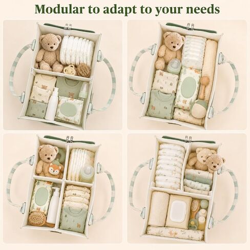 FOMIYES Baby Diaper Caddy Organizer for Diapers and Newborn Essentials | Felt Material, Large Capacity, 15 x 10 x 7 Inches, Durable, Lightweight And Portable, Removable Dividers, Multiple Pockets in Kuwait