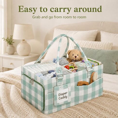 FOMIYES Baby Diaper Caddy Organizer for Diapers and Newborn Essentials | Felt Material, Large Capacity, 15 x 10 x 7 Inches, Durable, Lightweight And Portable, Removable Dividers, Multiple Pockets in Kuwait