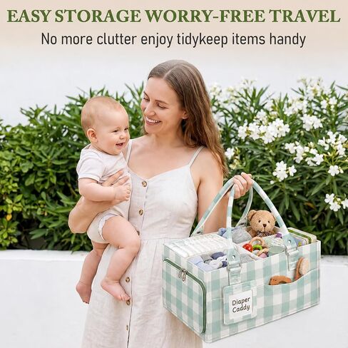 FOMIYES Baby Diaper Caddy Organizer for Diapers and Newborn Essentials | Felt Material, Large Capacity, 15 x 10 x 7 Inches, Durable, Lightweight And Portable, Removable Dividers, Multiple Pockets in Kuwait