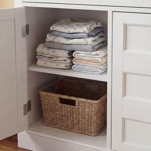 46“ Baby Dresser with Changing Table Top, White Dresser with Storage Drawers and Doors for Nursery, Multifunctional Nursery Baby Changing Table Dressers, Diaper Station Cabinet for Kids Room in Kuwait