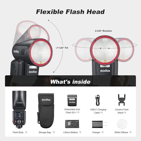 GODOX V100F Flash V100-F 100w Round Head Touchscreen Speedlite for Fuji, 2.4G Wireless with External Flash and Global Shutter Flashes Sync 1/80000s,Built-in Lithium Battery(USA Version) in Saudi Arabia