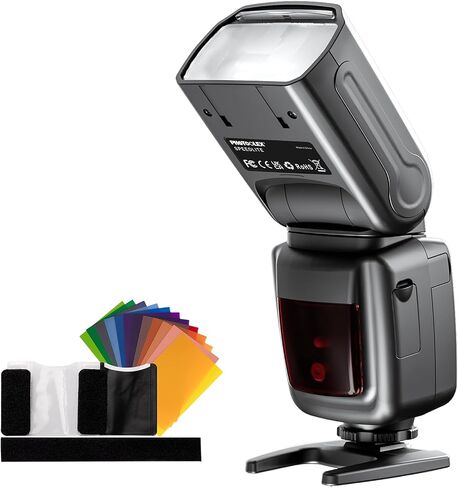 PHOTOOLEX Camera Flash for Canon Nikon Sony Panasonic Olympus Fujifilm Pentax Sigma Minolta Leica and Other SLR Digital and Digital Cameras with Single Contact Hot Shoe in Kuwait
