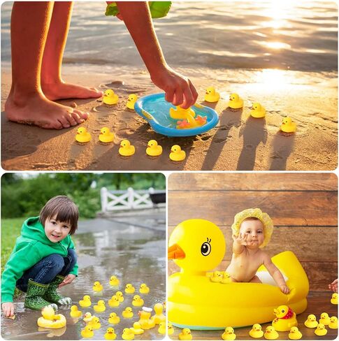 Zhanmai 300 Pcs Yellow Rubber Ducks Bulk Mini Floating Squeaky Ducks Decor for Christmas Birthday Party Supplies, 2.17 x 1.97 x 1.65 Inch in Kuwait