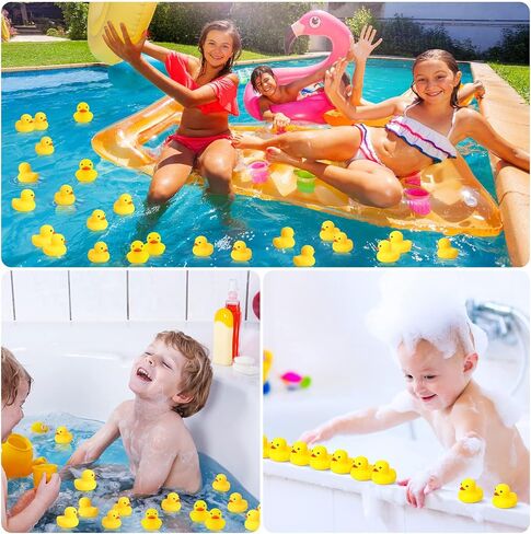 Zhanmai 300 Pcs Yellow Rubber Ducks Bulk Mini Floating Squeaky Ducks Decor for Christmas Birthday Party Supplies, 2.17 x 1.97 x 1.65 Inch in Kuwait