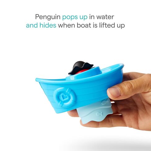 Munchkin Peek-a-Boo Penguin Bath Toy with Boat & Pop-up Character Design, Early Learning & Developmental Play for Babies & Toddlers 9+ Months in Saudi Arabia