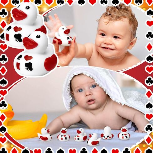 Leyndo 24 Pcs Poker Rubber Duck Bulk Casino Birthday Party Decoration Favors Red Black White Casino Duck for Floating Pool Squeaky for Gifts Poker Party Supplies in Kuwait