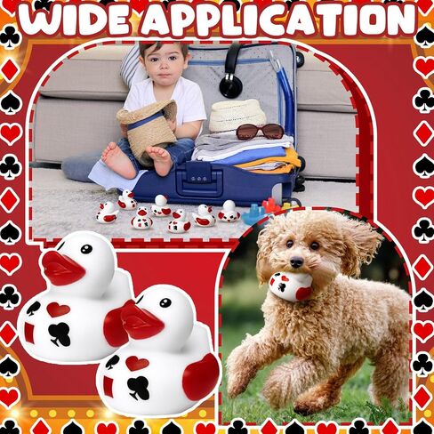 Leyndo 24 Pcs Poker Rubber Duck Bulk Casino Birthday Party Decoration Favors Red Black White Casino Duck for Floating Pool Squeaky for Gifts Poker Party Supplies in Kuwait