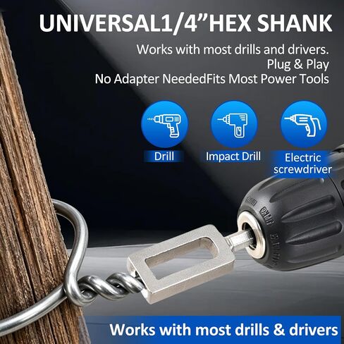 Wire Twister Tool for Drill, 2 PCS Steel Set Drill Wire Twister (#9#11) | 1/4 Inch Hex Shank, Fence Wire Twisting Tool For Fence Repair, Rebar Tying, Farm Projects And Construction Work in Kuwait