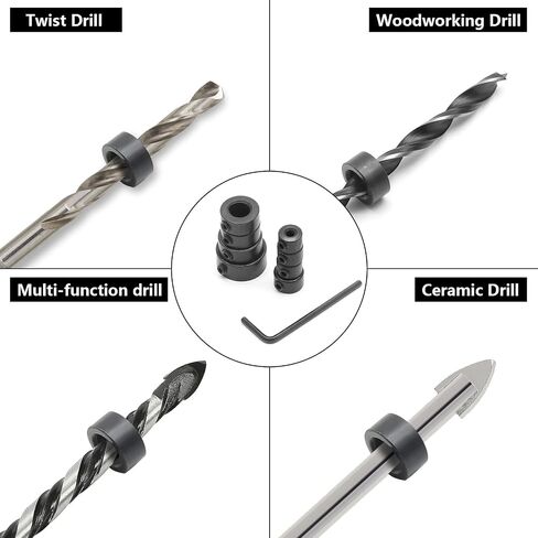 8Pcs Drill Bit Depth Stop Collar Set | Metal Shaft Screw Collar, Include 1/8", 5/32", 13/64", 15/64", 5/16", 25/64", 15/32", 5/8" in Kuwait