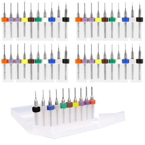 40Pcs Micro Small Drill Bit Set, PCB Mini Tungsten Carbide Carburetor Jet Drill Bits Pin Vise Hand Drill for Jewelry Making Resin Crafts, 0.1mm-1.0mm in Kuwait