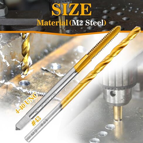 4-40 UNC Tap and #43 Drill Bit Kit for Metal, M2 HSS Drill and Tap Set | Combination of Drill and Tap Kit for Metal in Kuwait