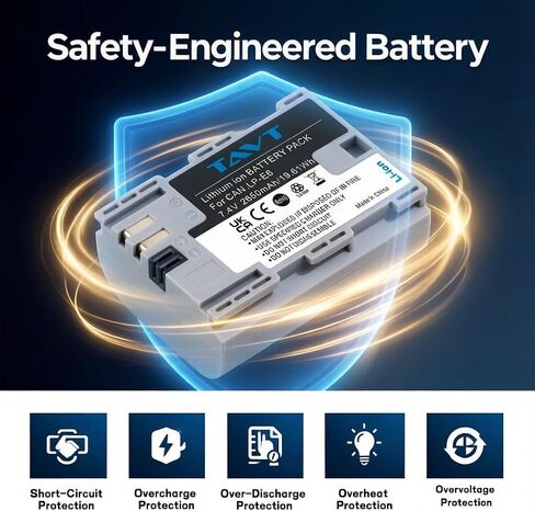 2-Pack 2850mAh LP-E6P LP-E6N LP-E6 LP-E6NH Battery & PD20W Fast Charger+SD Card Slots – Compatible with Canon EOS R5, R5II, R6, R7, 5D (II/III/IV), 5DS, 5DS R, 6D, 7D, 60D-90D, XC10 in Kuwait