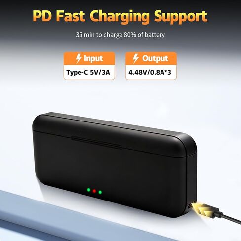 2-Pack 2800mAh Battery Kit for DJI Osmo Action 6 5 Pro 4 3 | 3-Channel Fast Charging Hub,Compatible for DJI OSMO Action 6, Action 5 Pro, Action 4, Action 3, OSMO 360 Cameras in Saudi Arabia