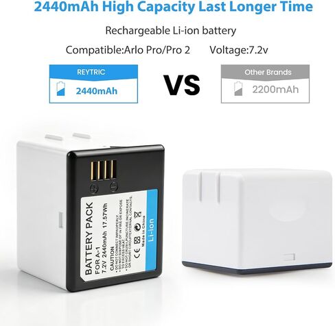 2-Pack Batteries Compatible with Arlo Pro, Arlo Pro 2 (VMA4400) | Upgraded 7.2V Rechargeable Lithium Li-ion Batteries Pack with Dual LCD Charger in Saudi Arabia