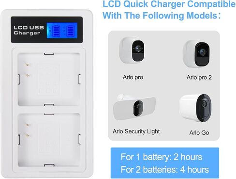 2-Pack Batteries Compatible with Arlo Pro, Arlo Pro 2 (VMA4400) | Upgraded 7.2V Rechargeable Lithium Li-ion Batteries Pack with Dual LCD Charger in Saudi Arabia