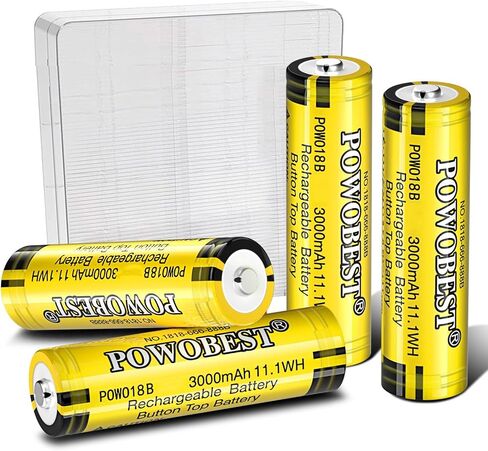 3000mAh Rechargeable NiMH Battery (65mm Length x 18.8mm Diameter),POWO18B Battery with Battery Protection NiMH Box,for Camera,Small Fan, LED Headlamp（Not AA/AAA Batteries） in Kuwait