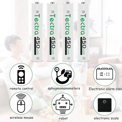 Tectra 2X AAAA Batteries, Ni-MH AAAA Rechargeable Battery + LED USB Charger for Surface Pen, Active Stylus, LED Candle, Flashlight, Portable CD, MP3 Players, Digital Camera and More in Kuwait