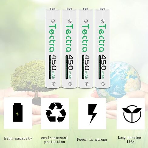 Tectra 2X AAAA Batteries, Ni-MH AAAA Rechargeable Battery + LED USB Charger for Surface Pen, Active Stylus, LED Candle, Flashlight, Portable CD, MP3 Players, Digital Camera and More in Kuwait