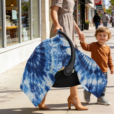 Tie Dye Pattern Baby Car Seat Cover Infant Car Seat Canopy | Muslin-like Cotton Blend, Breathable, Multi-use, Newborn Essentials Must Haves, Fits Most Strollers, for Babies Boys Girls in Kuwait