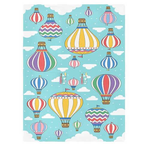 Hot Air Balloons Print Baby Car Seat Cover Nursing Cover | Muslin-like Cotton Blend, Breathable, Multi-use, Newborn Essentials Must Haves, Fits Most Strollers, for Babies Boys Girls in Kuwait