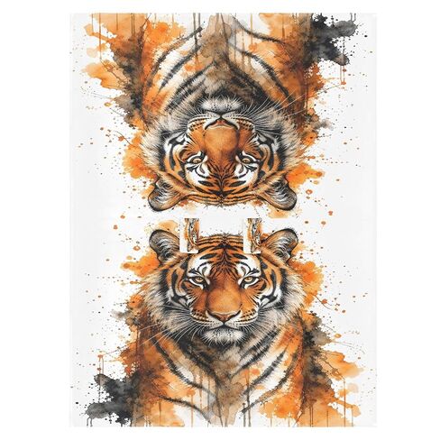 Tiger Head Pattern Baby Car Seat Cover Stroller Shade | Muslin-like Cotton Blend, Breathable, Multi-use, Newborn Essentials Must Haves, Fits Most Strollers, for Babies Boys Girls in Kuwait