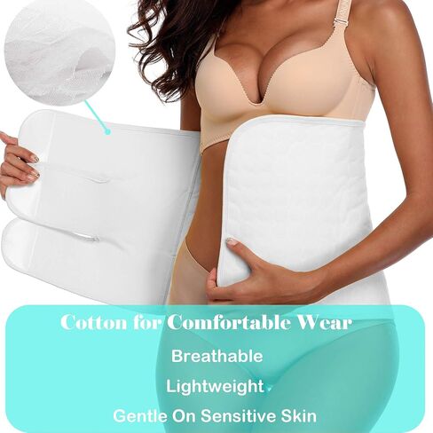 Abdominal Binder Post Surgery, C Section, Hysterectomy & Postpartum Band | Abdominal surgical wrap, postpartum belly binder, cotton compression band, stomach support, adjustable fit with back support in Kuwait