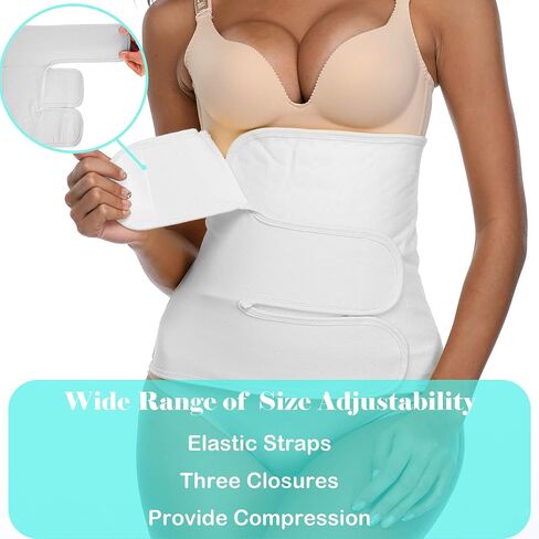 Abdominal Binder Post Surgery, C Section, Hysterectomy & Postpartum Band | Abdominal surgical wrap, postpartum belly binder, cotton compression band, stomach support, adjustable fit with back support in Kuwait