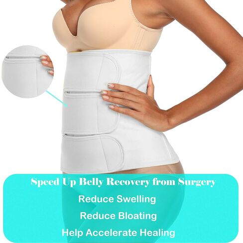 Abdominal Binder Post Surgery, C Section, Hysterectomy & Postpartum Band | Abdominal surgical wrap, postpartum belly binder, cotton compression band, stomach support, adjustable fit with back support in Kuwait