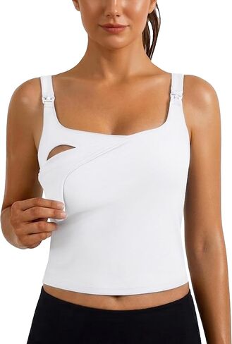 Ecavus Women's Nursing Bras for Breastfeeding Tank Tops with Built in Bra | elasticity & softness,adjustable straps,U-shaped back,one-hand clip access,hidden nursing layer,daily nursing & pumping in Kuwait