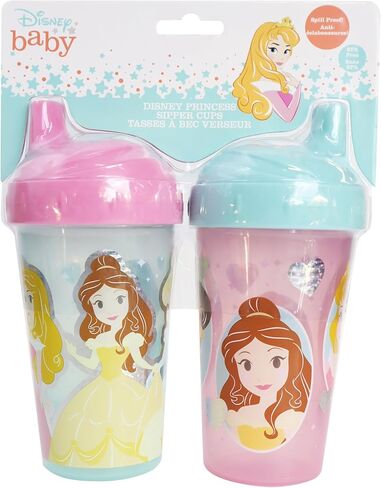 Disney Toddler Sipper Cups for Girls | 10 Ounce Princess Sipper Cup Pack of Two | Durable Blue Leak Proof Travel Water Bottle for Toddlers in Kuwait