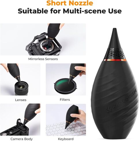 K&F CONCEPT Soft Tip Strong Air Blower with Short Nozzle,Highly Elastic | Made of Silicone Material,Dual-Valve Silicone Blower,Ergonomic Design for a Comfortable Grip,for Cleaning Lenses Filters,MB02 in Kuwait