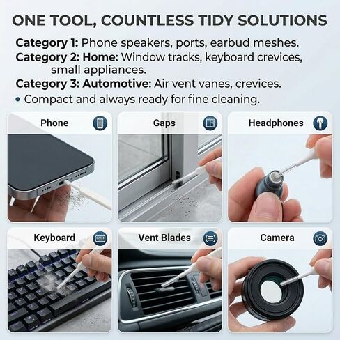 Mini Multifunctional Cleaning Brush 10 Pack, Soft Spiral Tip Cleaner Brushes for Electronics, Mobbile Phone, Keyboard, Mouse, Camera, Nozzles, Shower Head and More Tight Crevices in Kuwait
