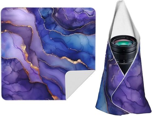 Purple Gold Ink Marble Magic Cloth 14"x14" | Self-adhesive Cloth Protective Camera Lens Wrap Portable Makeup Storage Cloths for Cameras Lens Glasses in Kuwait