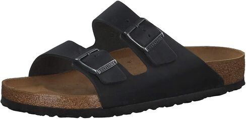 Birkenstock BIRK-552111 Arizona Leather Sandals, Black, 43 (US Men's 10) in Kuwait