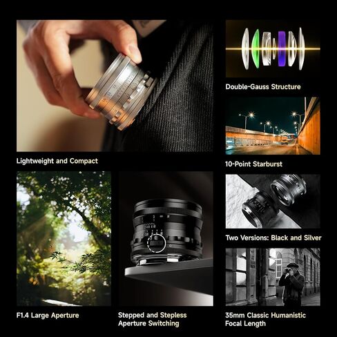 Brightin Star MF 35mm F1.4 Full-Frame Lens for Sony E Mount Mirrorless Cameras，f/1.4 Large Aperture Manual Focus Prime Lens Fit for A7III A7RIII A7SII A7II a6500 a6400 a6300 （Black） in Kuwait