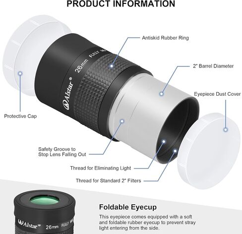 Alstar 2" UHC (Ultra High Contrast) Filter - Bundle with - 2 inch Telescope Eyepiece - 26mm in Kuwait