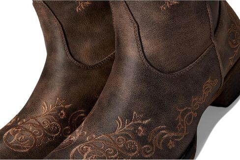 ROPER Womens Riley Scroll Embroidered Snip Toe Casual Boots Mid Calf Low Heel 1-2" - Brown - Size 11 M in Kuwait