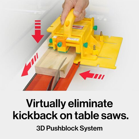 MICROJIG GRR-RIPPER Pro 3D Pushblock for Safety, Precision and Control, 3-Dimensional Force System, Ideal for Router Table Saw and More, Includes SafeRip Kit, GR-200Pro, Yellow in Kuwait
