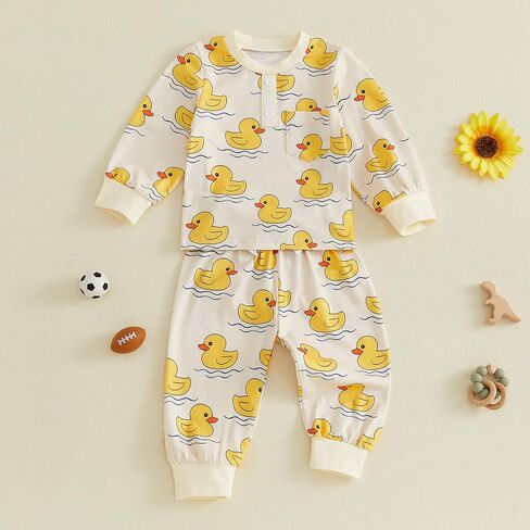 6 12 18 24 Months 2T 3T 4T Baby Boy Clothes Pattern Print 2Pcs Fall Outfits | Toddler Long Sleeve Button Shirt Sweatshirt Tops And Elastic Waistband Pants Set, Everyday, Comfortable, Adorable in Saudi Arabia