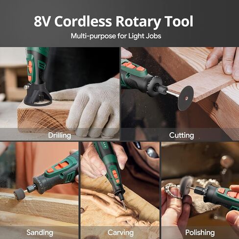 DEPSTECH Cordless Rotary Tool Kit, 8V 2.0Ah Rechargeable Battery, 30000RPM | 127Pcs Accessories, 5 Variable Speed Power Carving Tools, Shield Attachment, for Sanding Polishing Drilling Cutting DIY Craft in Kuwait