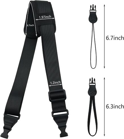 Adjustable Camera Shoulder Strap Set Adjustable Neck Lanyard Thickened Shoulder Pad Nylon Quick Release Buckle Length 39-63 Inches For Tablet Laptop Telescope Travel Bag Black in Kuwait