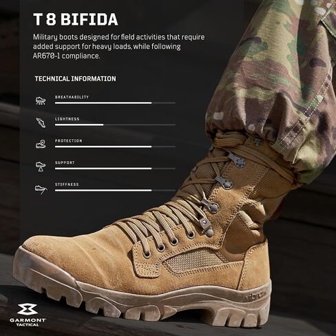 GARMONT TACTICAL T8 Military Combat Boots for Men and Women, Army, Air Force, AR670-1 Compliant Footwear, Suede Leather, Multi-Terrain Shoes in Kuwait