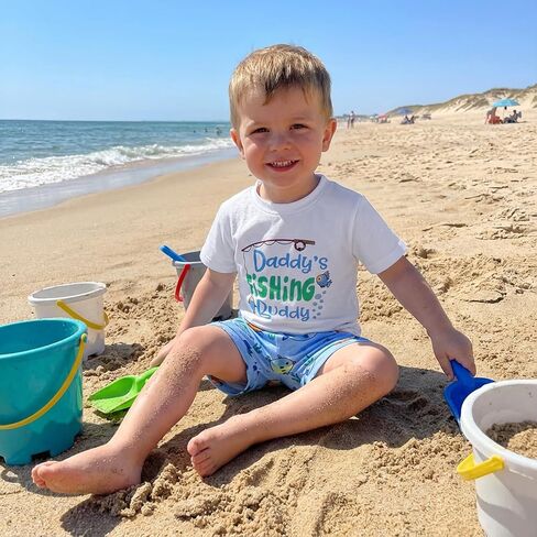 2Pcs Toddler Baby Boy Clothes Daddy's Fishing Buddy Short Sleeve T-Shirt Tops Shorts Pants Set Summer Outfits in Kuwait